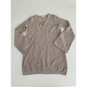 House of Harlow 1960 Beige Swim Coverup Mesh Small Bamboo V-Neck Elegant Resort